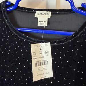 J. Crew Crewcuts Black Velvet Rhinestone Studded Short Sleeve Top Girls L 10-11